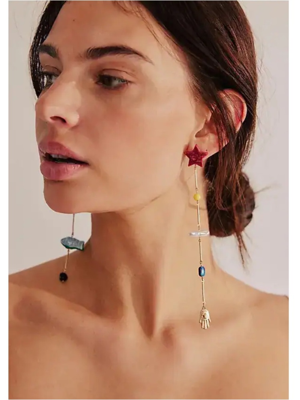 NWT Free People Red Delilah Beaded Dangle Earrings